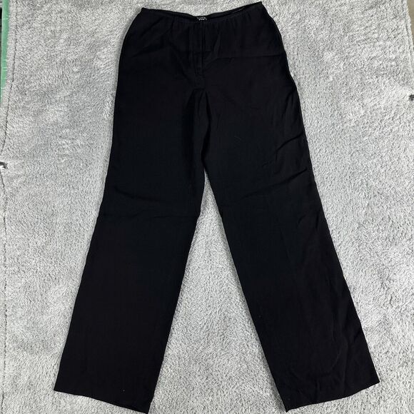 Eileen Fisher Women's Wide Leg Silk Trousers Small Black Loose Office Mature - Picture 1 of 16